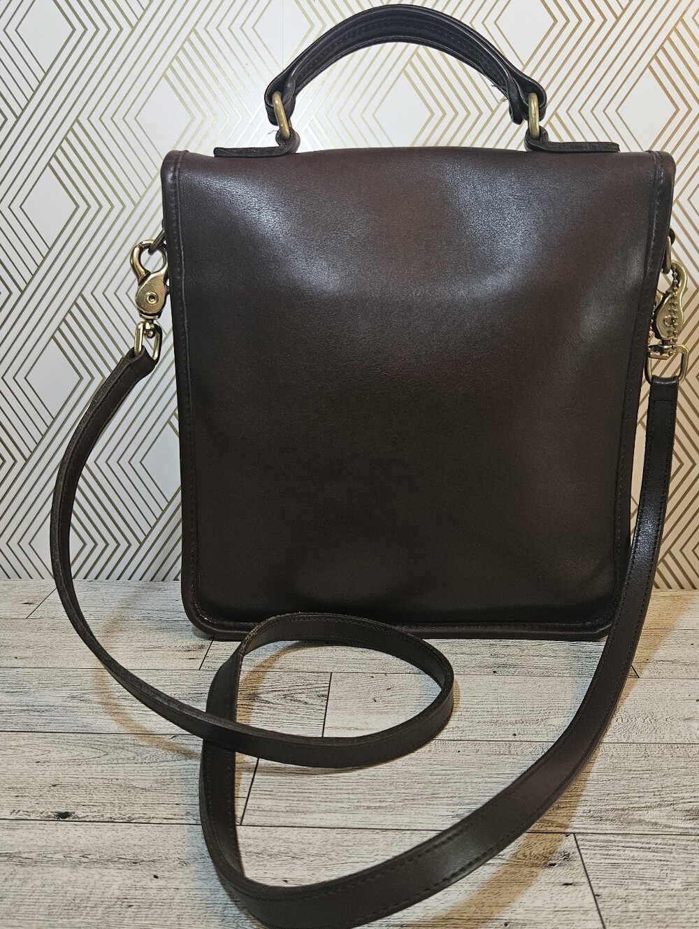 Vintage Coach Mahogany Brown Station Bag 1999 Top Handle Cross Body Made in USA - Picture 3 of 14